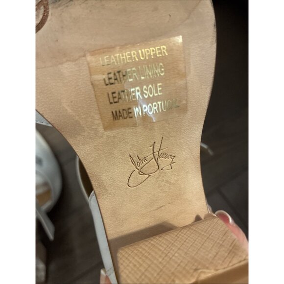 john fluevog Authentic White Leather Modern Living Slant Ankle Strap Heel 9 - Picture 10 of 12